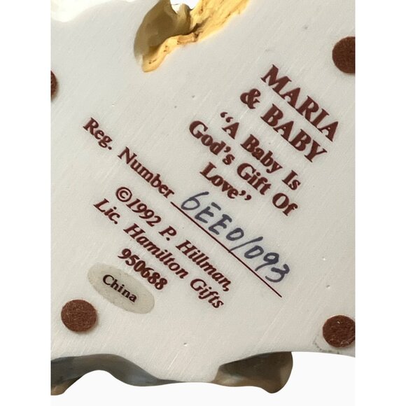 Maria and Baby Figurine A Baby Is Gods Gift Of Love 1992 By P. Hillman - Picture 12 of 12